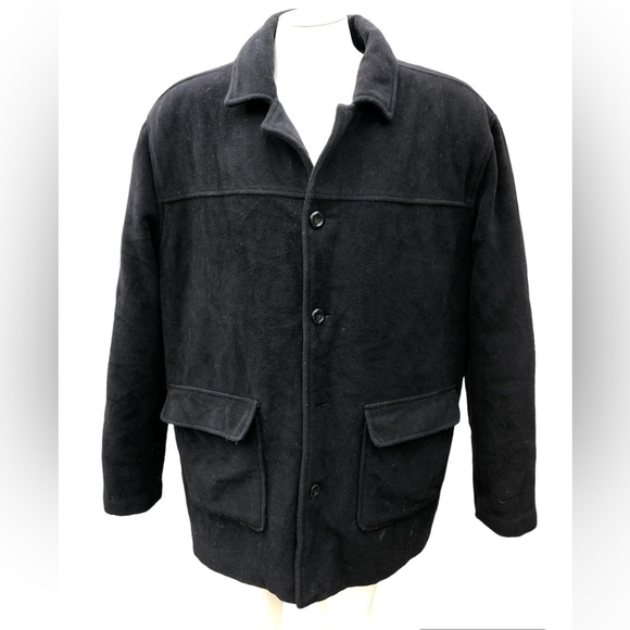 Alfani Black Cashmere Wool Cotton Pockets 4 Button Down Coat - Picture 3 of 12